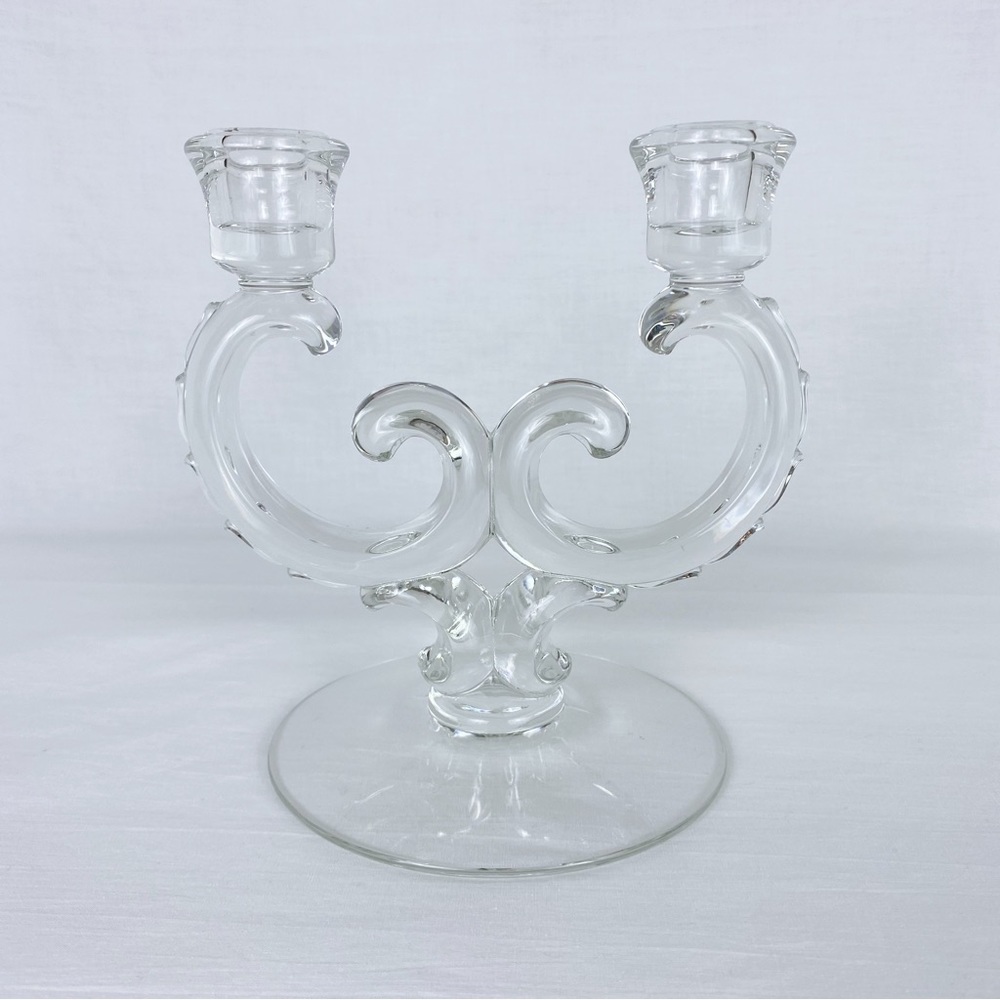 Vintage Fostoria Glass Double-Arm Candleholder